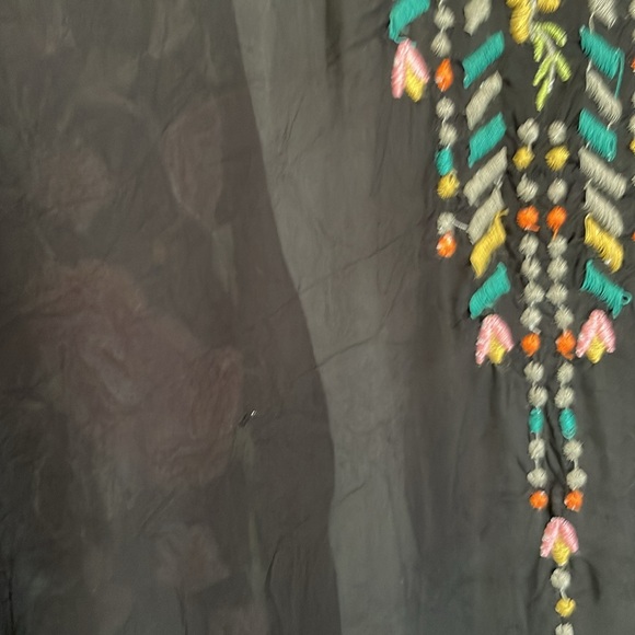 Johnny Was |Black Floral Embroidered Kimono with Fringe - Picture 10 of 11